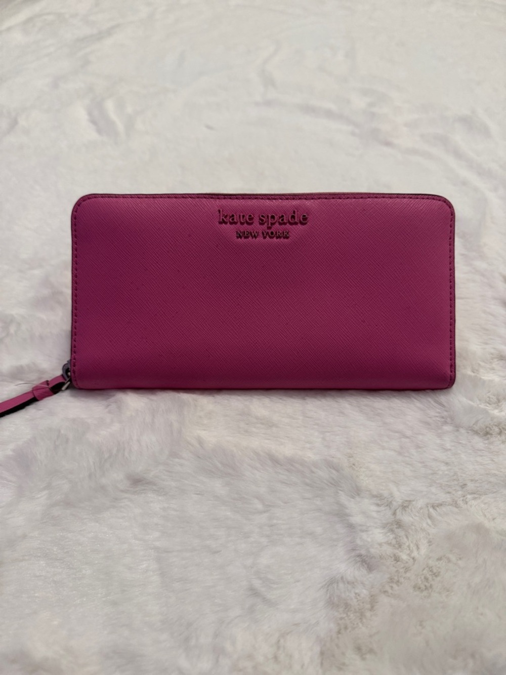 kate spade long zip wallet in fuchsia pink